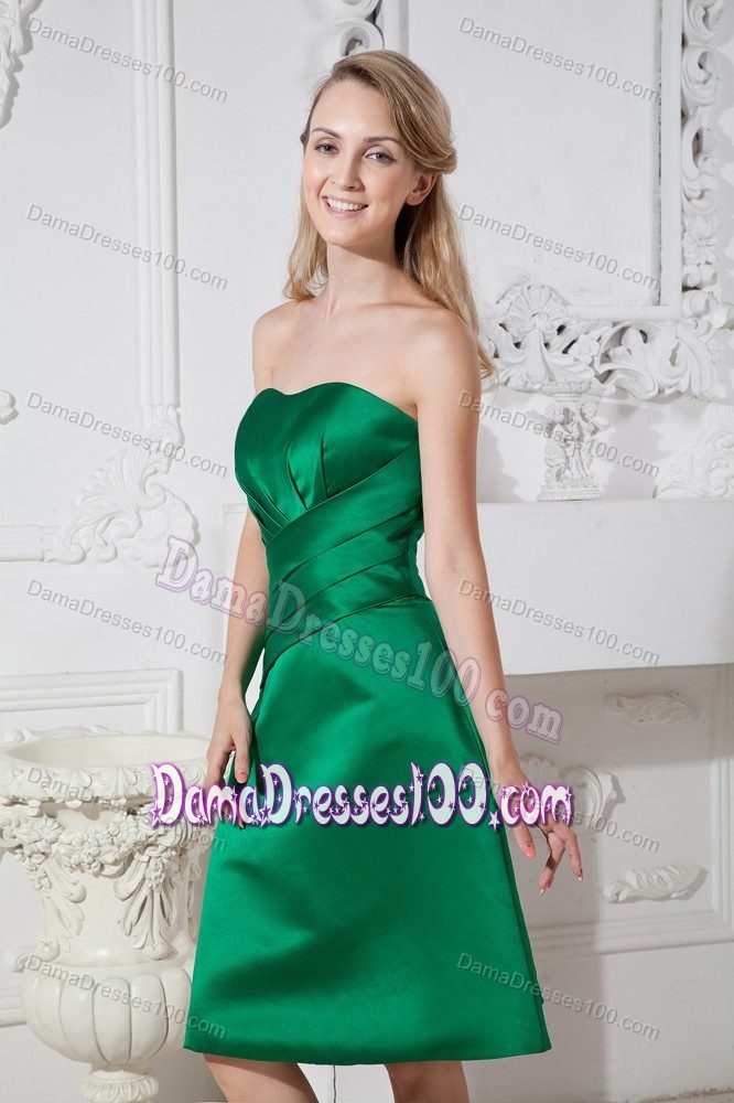 Fast Shipping Simple Satin Green Short Quinceanera Dama Dress