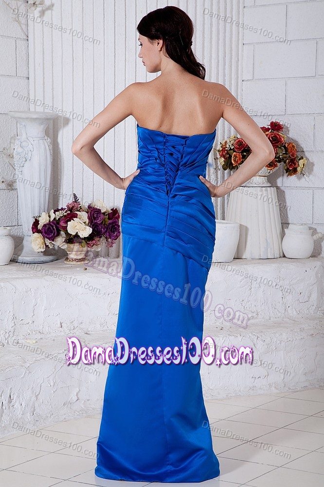 Simple Brush Train Formal Quinceanera Dama Dress in Royal Blue