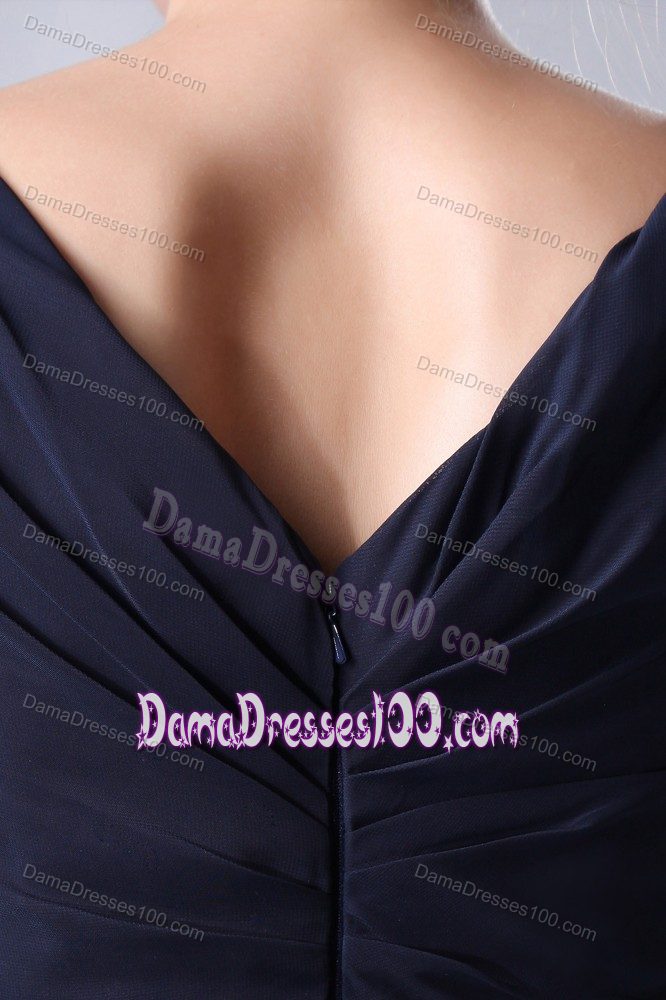 Elegant V-neck Floor-length Black Dama Dress for Quinceanera