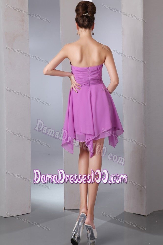 Cheap Asymmetrical Hem Lavender Short Dama Dress Under 100