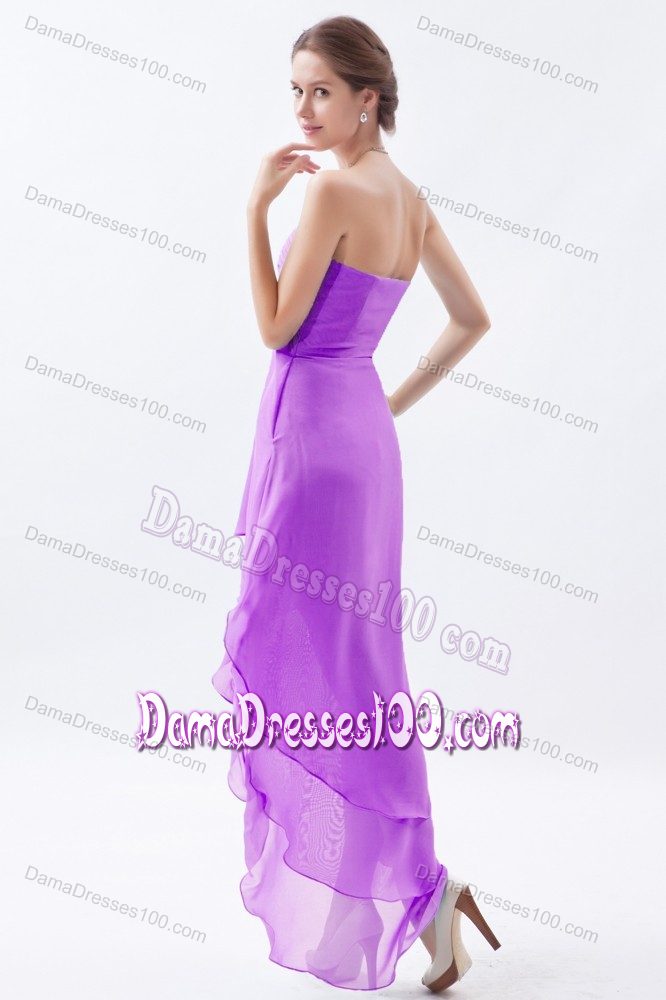 Design Your Own High-low Slot Neck Lavender Dama Dress Online