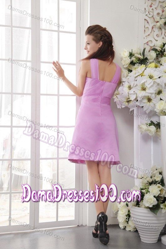 Custom Made Round Neck Short Dresses for Dama in Lavender