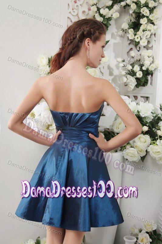 Royal Blue Short Dama Dress for Quinceanera with Ruched Neck