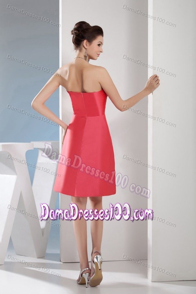 Ruched Watermelon Red Short Dama Dresses for Quinceanera