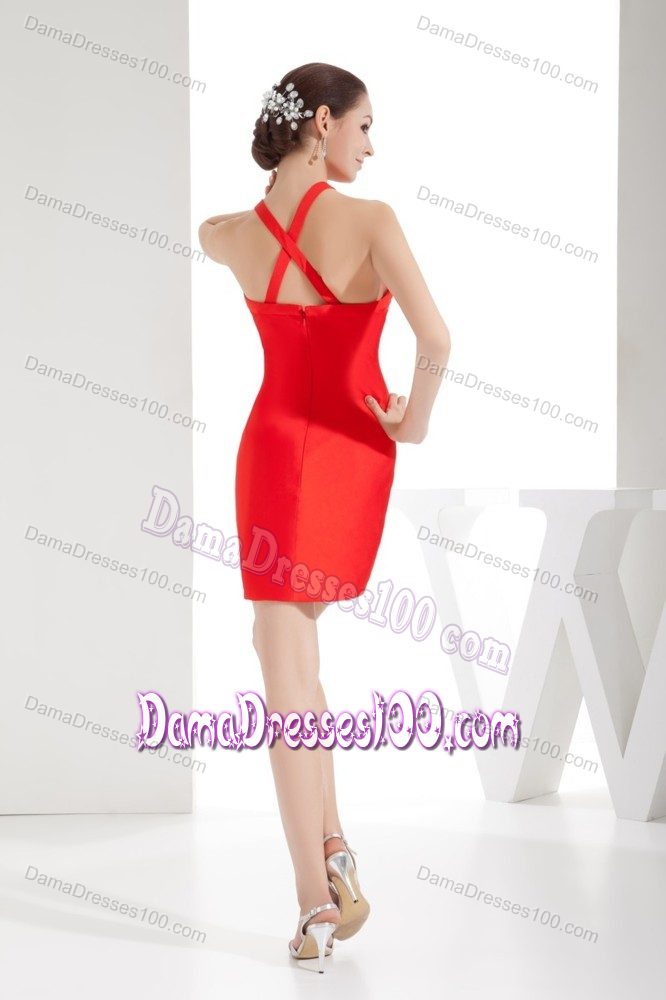Crisscross Back Mini-length Red Quince Dama Dress Under 100