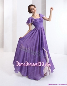 2015 Gorgeous Dama Dresses with Ruching and Cap Sleeves