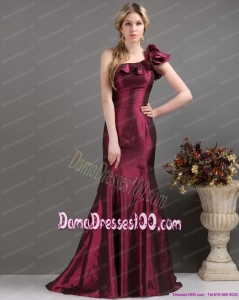 2015 Brand New One Shoulder Fabulous Dama Dresses with Brush Train