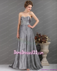 Brush Train Sliver Fabulous Dama Dresses with Appliques and High Slip