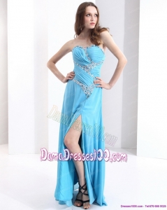 Affordable Sweetheart Ruching 2015 Plus Size Dama Dresses with Beading and High Slit