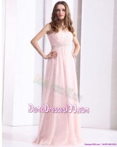Baby Pink Strapless Dama Dresses with Ruching and Beading