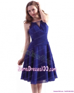 Perfect Royal Blue 2015 Knee Length Dama Dresses with Ruching