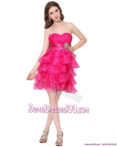 2015 Sweetheart Dama Dresses with Ruffled Layers and Beading