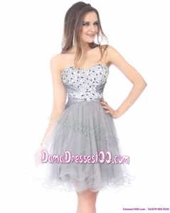 2015 Luxurious Sweetheart Grey Dama Dress with Rhinestones