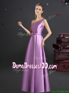 2017 Fashionable Bowknot Lilac Dama Dress with One Shoulder