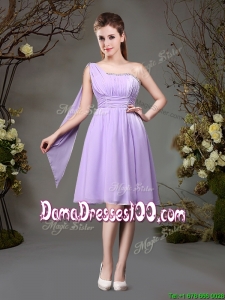 Hot Sale Beaded and Ruched Dama Dress with One Shoulder