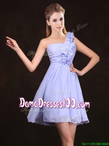 Elegant Ruched and Ruffled Lavender Chiffon Dama Dress