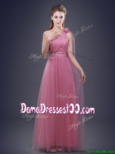 Unique One Shoulder Dama Dress with Beaded Decorated Waist