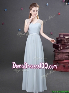 Traditional Empire V Neck Ruched Dama Dress in Grey