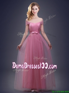 Fashionable Off the Shoulder Tulle Dama Dress with Bowknot