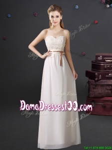 Lovely Sweetheart Chiffon Laced Dama Dress with Appliques and Belt