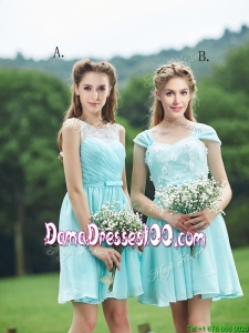 2016 Classical Mint Short Dama Dress with Appliques and Belt