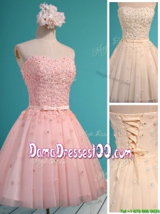 2016 Exquisite Applique and Beaded Sweetheart Dama Dress in Mini Length