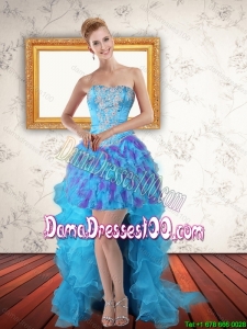 Beautiful Sweetheart High Low Ruffles Cute Dama Dresses in Multi Color