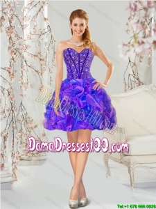 Traditional Beading and Ruffles Cute Dama Dresses in Multi-color for 2015