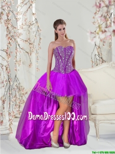 Trendy Beading Purple Cute Dama Dresses for 2015