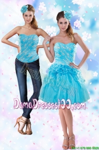 2015 Junior Appliques and Pick Ups Strapless Dama Dress in Baby Blue