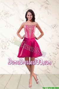2015 New Style Strapless Cute Dama Dresses with Appliques