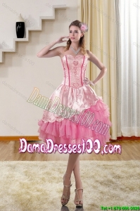 2015 Summer Cute Sweetheart Dama Dresses For Quinceanera with Embroidery and Ruffles