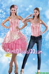 Junior 2015 Sweetheart Embroidery Dama Dress in Rose Pink