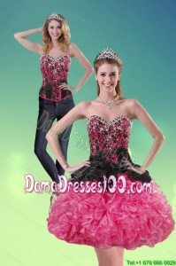 Junior 2015 Sweetheart Multi Color Dama Dress with Ruffles and Beading