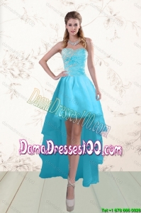 Junior Baby Blue Dama Dresses with Beading and Ruffles