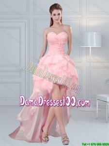 2015 Cute Baby Pink Sweetheart Beaded Dama Dresses with Ruffled Layers