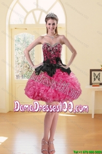 2015 Fall Newest Puffy Appliques Multi Color Dama Dresses For Quinceanera