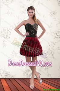 2015 Fall Multi Color Sweetheart Dama Dresses For Quinceanera with Ruffles and Beading