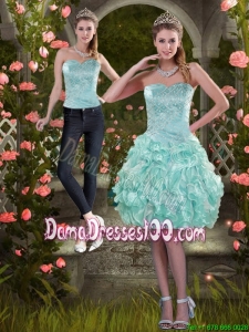Classical 2015 Summer Strapless Dama Dresses For Quinceanera with Beading and Ruffles