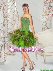Designer Multi-color Short Dama Dresses with Beading and Ruching