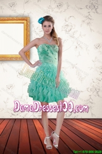 2015 Fall Popular Apple Green Dama Dresses with Appliques and Ruffles