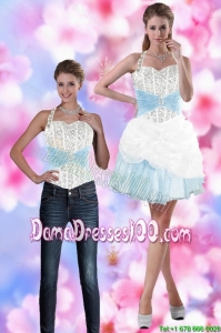 Perfect 2015 Halter Top Dama Dress with Beading and Pick Ups