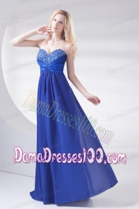 Royal Blue Sweetheart Beading and Ruching Dama Dress