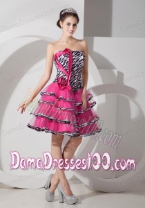 Sweet Zebra Print Strapless Mini-length Short Dama Dress