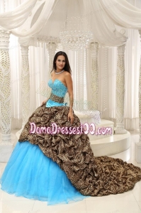 Leopard and Organza Beading Decorate Sweetheart Neckline Exquisite Style For 2013 Quinceanera Dress