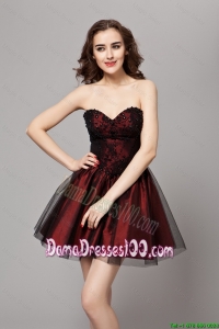 Beautiful A Line Sweetheart Wine Red Dama Gowns with Beading