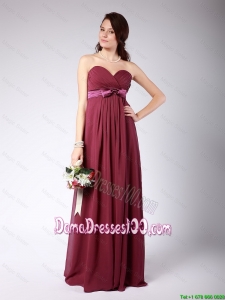 Gorgeous Sweetheart Burgundy Dama Dress with Belt and Bowknot