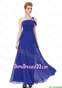 2016 Beautiful Beaded One Shoulder Prom Dresses in Blue