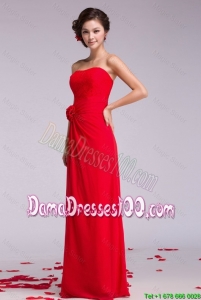 2016 Gorgeous Strapless Hand Made Flowers Prom Dresses in Red