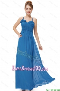 Cheap Spaghetti Straps Prom Dresses with Hand Made Flowers